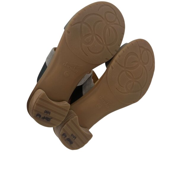 Dansko Womens Gray & Black Open-Toe Slide Sandals Size 38 Comfort Block Heels - Picture 5 of 16